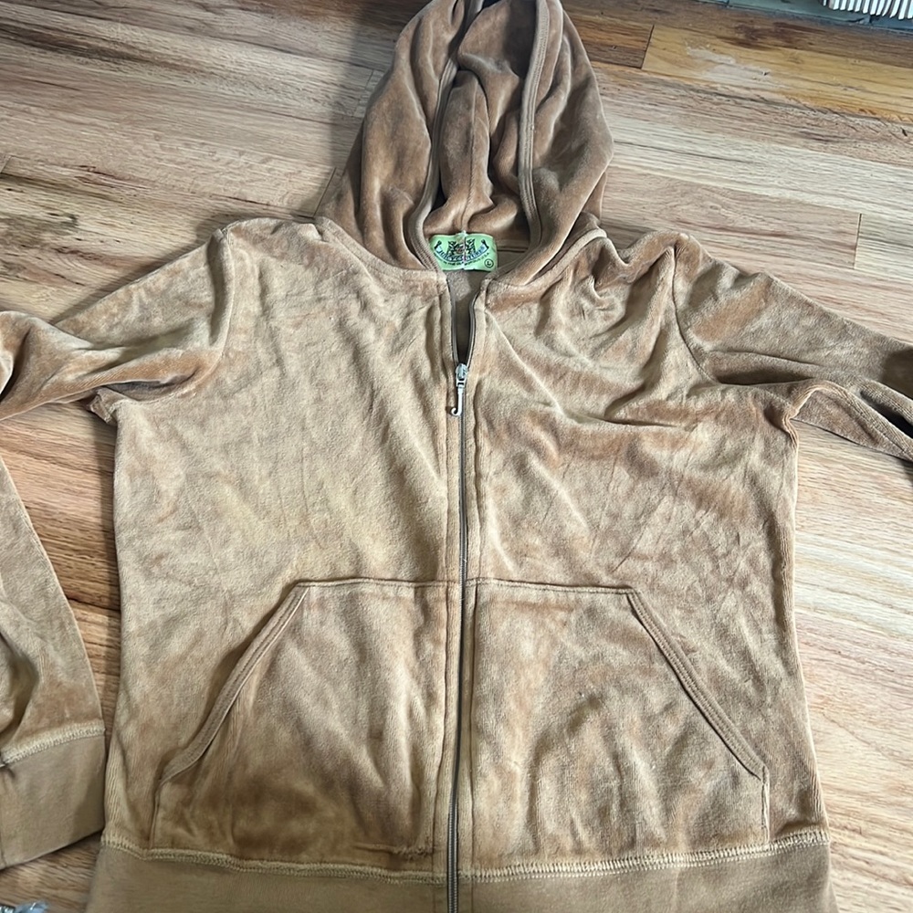 Juicy couture tan bejeweled track jacket size large